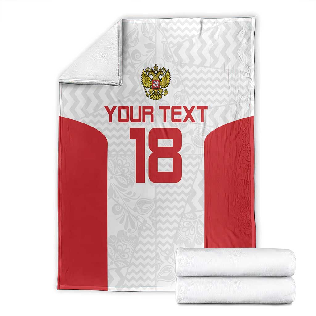 Custom Russia Football Blanket Nashi Parni Khokhloma Style - White - Wonder Print Shop