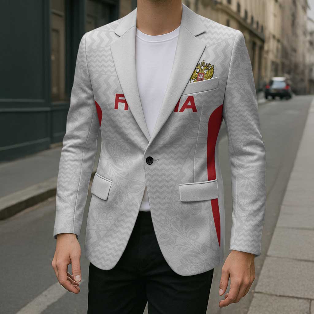 Custom Russia Football Blazer Nashi Parni Khokhloma Style - White - Wonder Print Shop