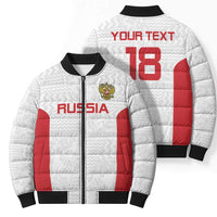 Custom Russia Football Bomber Puffer Jacket Nashi Parni Khokhloma Style - White - Wonder Print Shop