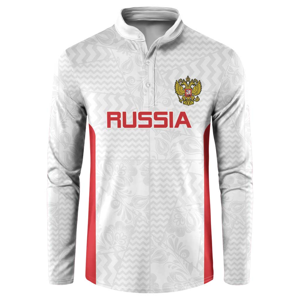 Custom Russia Football Button Sweatshirt Nashi Parni Khokhloma Style - White - Wonder Print Shop