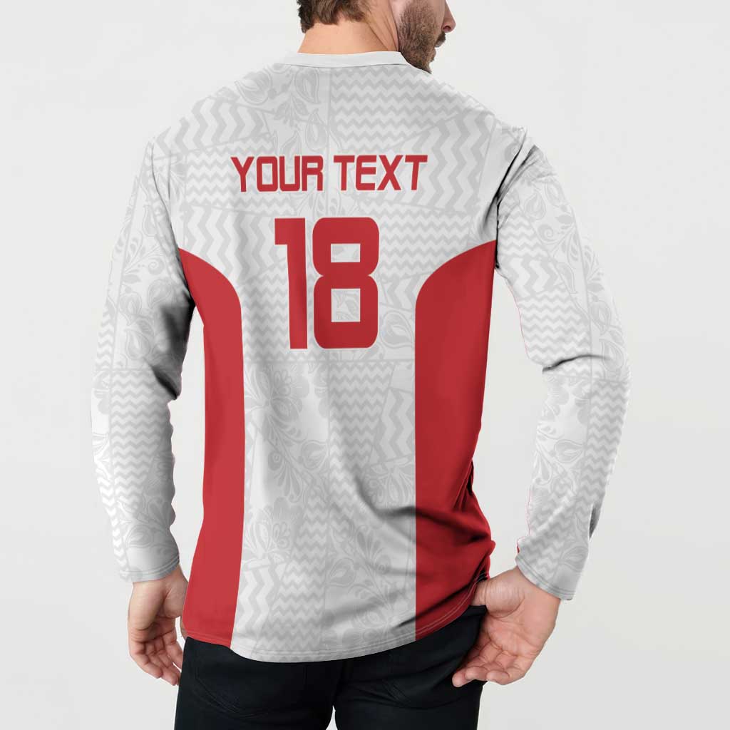 Custom Russia Football Button Sweatshirt Nashi Parni Khokhloma Style - White - Wonder Print Shop