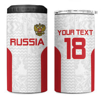 Custom Russia Football 4 in 1 Can Cooler Tumbler Nashi Parni Khokhloma Style - White - Wonder Print Shop