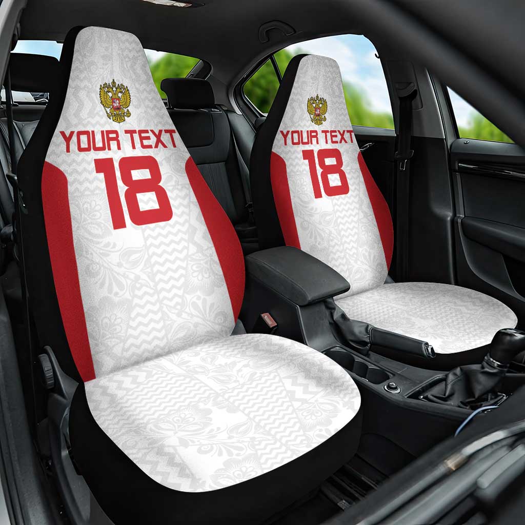 Custom Russia Football Car Seat Cover Nashi Parni Khokhloma Style - White - Wonder Print Shop