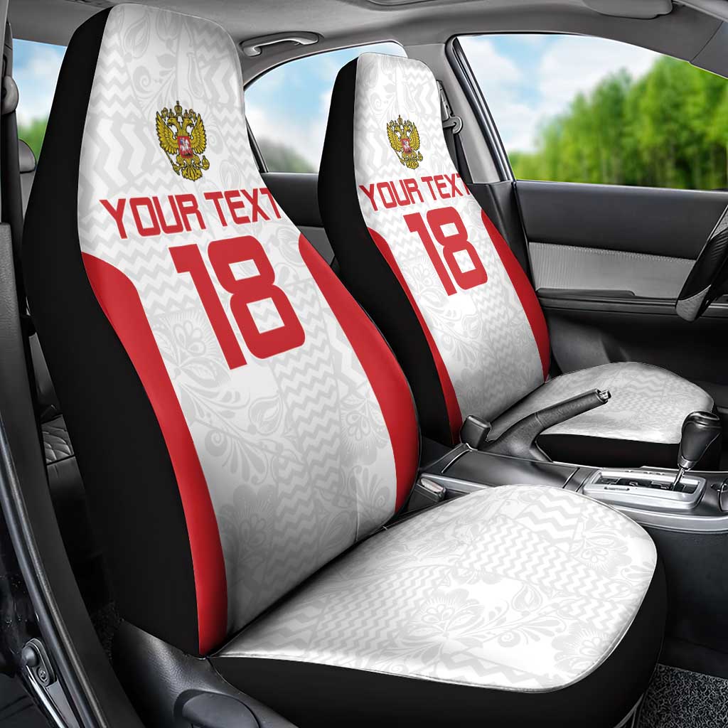 Custom Russia Football Car Seat Cover Nashi Parni Khokhloma Style - White - Wonder Print Shop