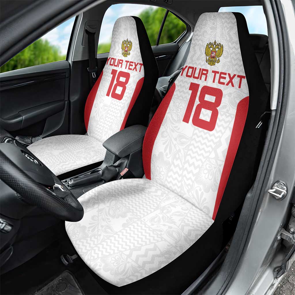 Custom Russia Football Car Seat Cover Nashi Parni Khokhloma Style - White - Wonder Print Shop