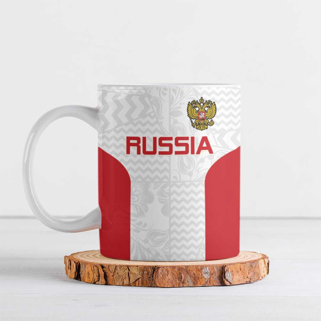 Custom Russia Football Ceramic Mug Nashi Parni Khokhloma Style - White - Wonder Print Shop