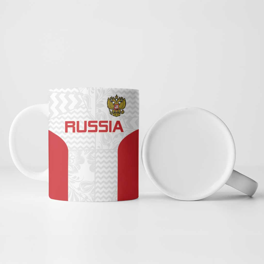 Custom Russia Football Ceramic Mug Nashi Parni Khokhloma Style - White - Wonder Print Shop