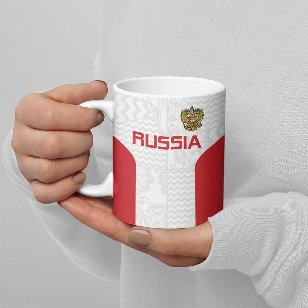 Custom Russia Football Ceramic Mug Nashi Parni Khokhloma Style - White - Wonder Print Shop