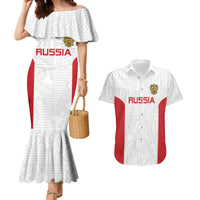 Custom Russia Football Couples Matching Mermaid Dress and Hawaiian Shirt Nashi Parni Khokhloma Style - White - Wonder Print Shop