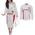 Custom Russia Football Couples Matching Off The Shoulder Long Sleeve Dress and Long Sleeve Button Shirt Nashi Parni Khokhloma Style - White - Wonder Print Shop