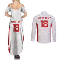 Custom Russia Football Couples Matching Summer Maxi Dress and Long Sleeve Button Shirt Nashi Parni Khokhloma Style - White - Wonder Print Shop