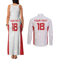 Custom Russia Football Couples Matching Tank Maxi Dress and Long Sleeve Button Shirt Nashi Parni Khokhloma Style - White - Wonder Print Shop