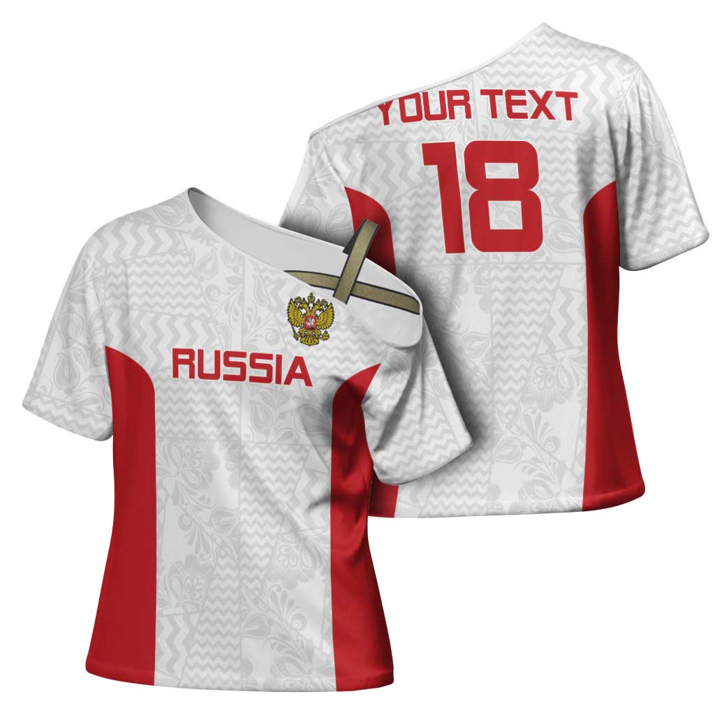 Custom Russia Football Cross Shoulder Shirt Nashi Parni Khokhloma Style - White - Wonder Print Shop