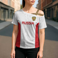Custom Russia Football Cross Shoulder Shirt Nashi Parni Khokhloma Style - White - Wonder Print Shop