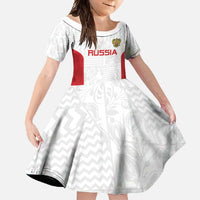 Custom Russia Football Family Matching Mermaid Dress and Hawaiian Shirt Nashi Parni Khokhloma Style - White - Wonder Print Shop