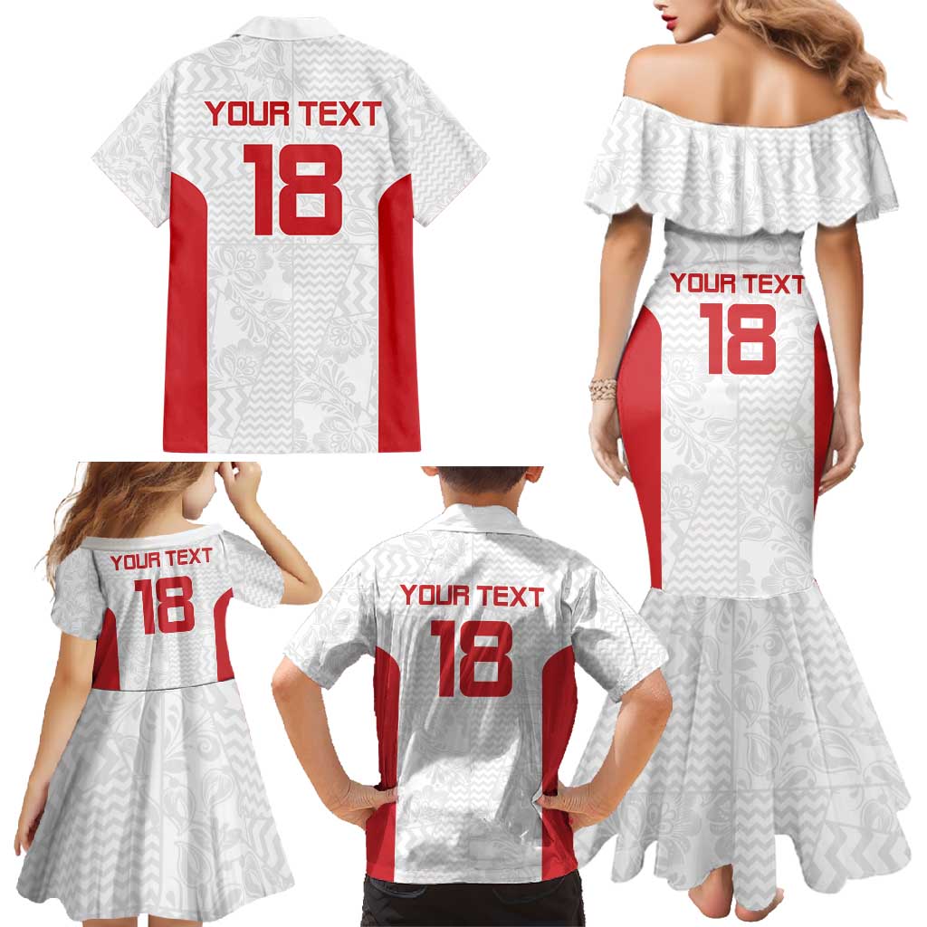 Custom Russia Football Family Matching Mermaid Dress and Hawaiian Shirt Nashi Parni Khokhloma Style - White - Wonder Print Shop