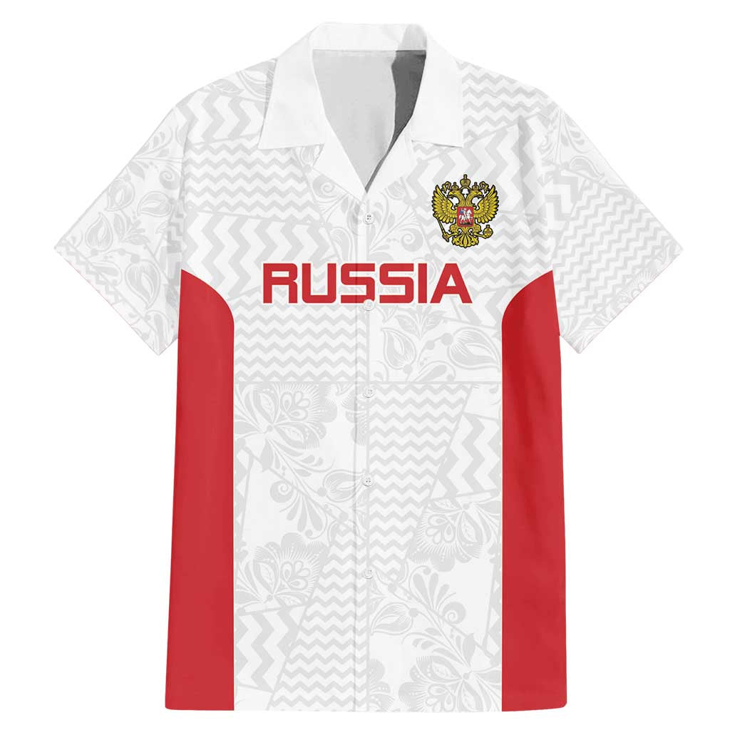 Custom Russia Football Family Matching Mermaid Dress and Hawaiian Shirt Nashi Parni Khokhloma Style - White - Wonder Print Shop