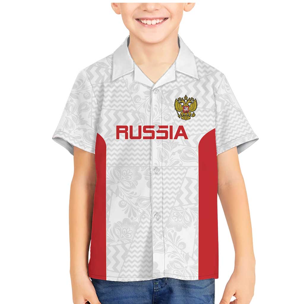 Custom Russia Football Family Matching Mermaid Dress and Hawaiian Shirt Nashi Parni Khokhloma Style - White - Wonder Print Shop