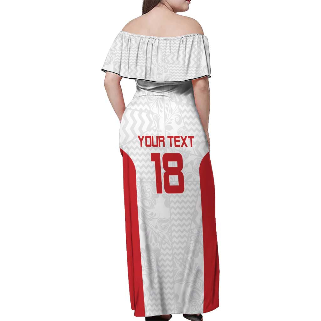 Custom Russia Football Family Matching Off Shoulder Maxi Dress and Hawaiian Shirt Nashi Parni Khokhloma Style - White - Wonder Print Shop