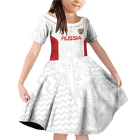 Custom Russia Football Family Matching Off Shoulder Short Dress and Hawaiian Shirt Nashi Parni Khokhloma Style - White - Wonder Print Shop