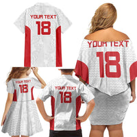 Custom Russia Football Family Matching Off Shoulder Short Dress and Hawaiian Shirt Nashi Parni Khokhloma Style - White - Wonder Print Shop