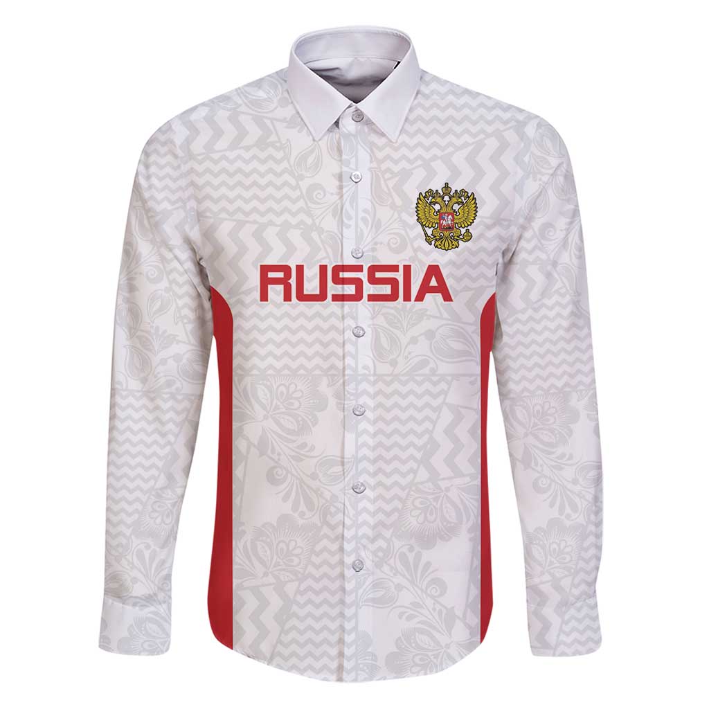Custom Russia Football Family Matching Puletasi and Hawaiian Shirt Nashi Parni Khokhloma Style - White - Wonder Print Shop