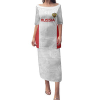 Custom Russia Football Family Matching Puletasi and Hawaiian Shirt Nashi Parni Khokhloma Style - White - Wonder Print Shop