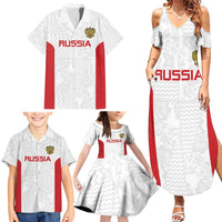 Custom Russia Football Family Matching Summer Maxi Dress and Hawaiian Shirt Nashi Parni Khokhloma Style - White - Wonder Print Shop