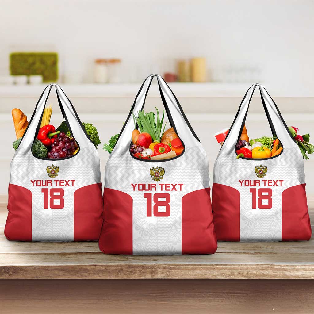 Custom Russia Football Grocery Bag Nashi Parni Khokhloma Style - White - Wonder Print Shop