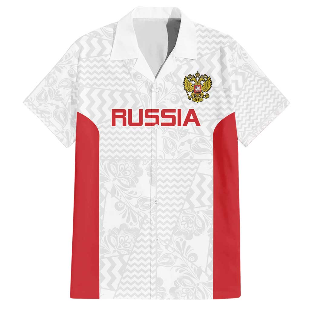 Custom Russia Football Hawaiian Shirt Nashi Parni Khokhloma Style - White - Wonder Print Shop