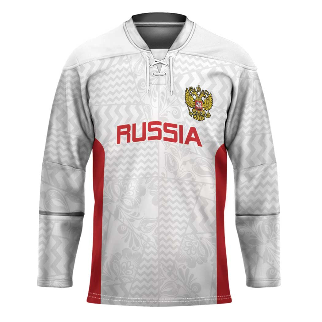 Custom Russia Football Hockey Jersey Nashi Parni Khokhloma Style - White - Wonder Print Shop
