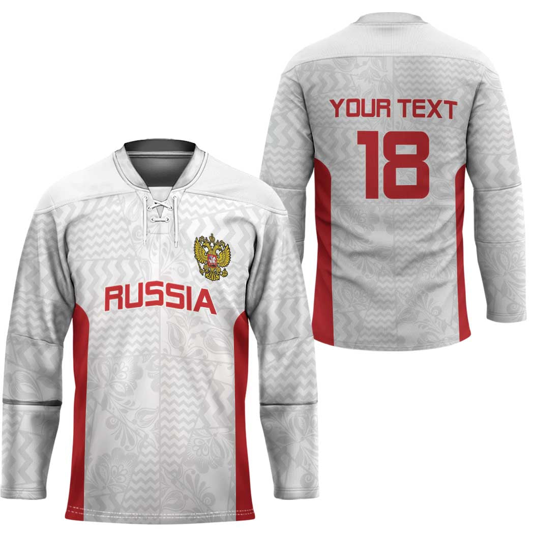Custom Russia Football Hockey Jersey Nashi Parni Khokhloma Style - White - Wonder Print Shop