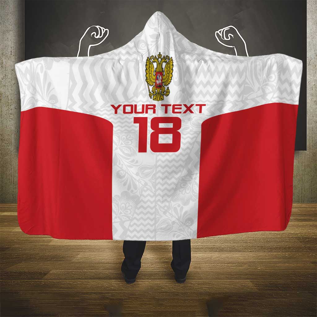 Custom Russia Football Hooded Blanket Nashi Parni Khokhloma Style - White - Wonder Print Shop