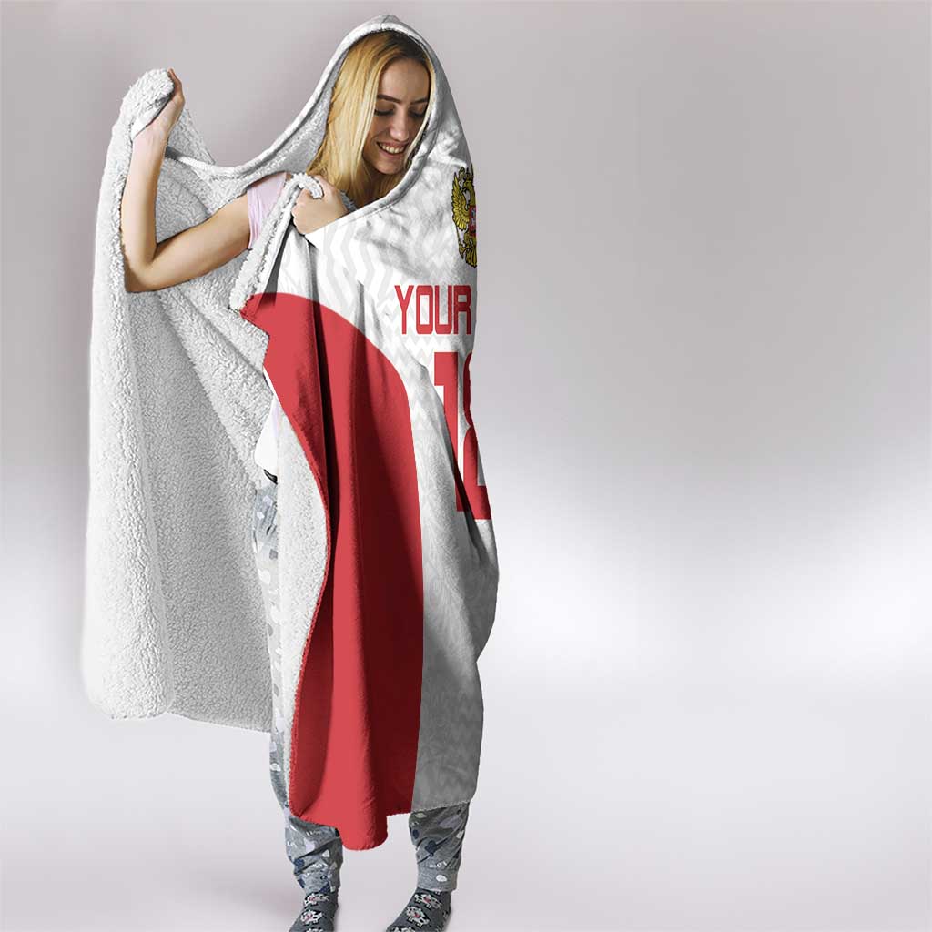 Custom Russia Football Hooded Blanket Nashi Parni Khokhloma Style - White - Wonder Print Shop