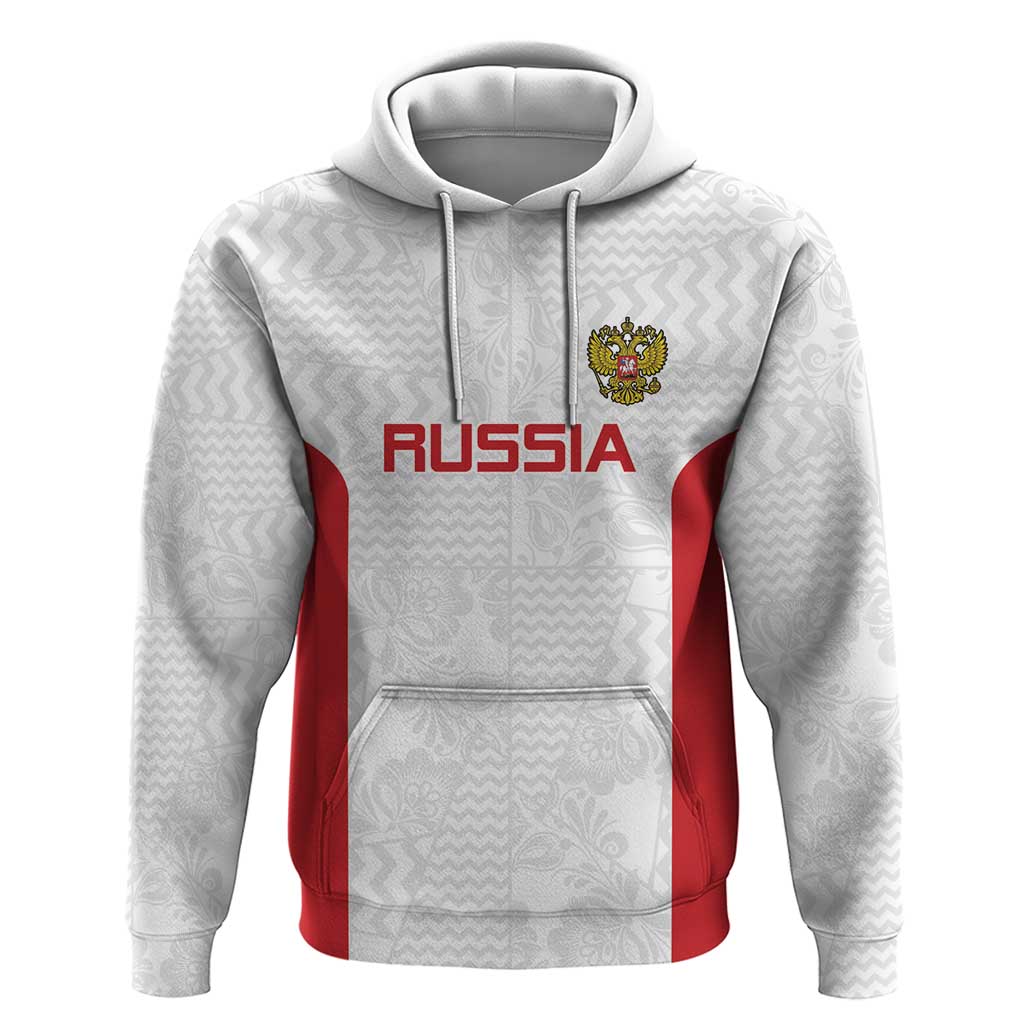 Custom Russia Football Hoodie Nashi Parni Khokhloma Style - White - Wonder Print Shop