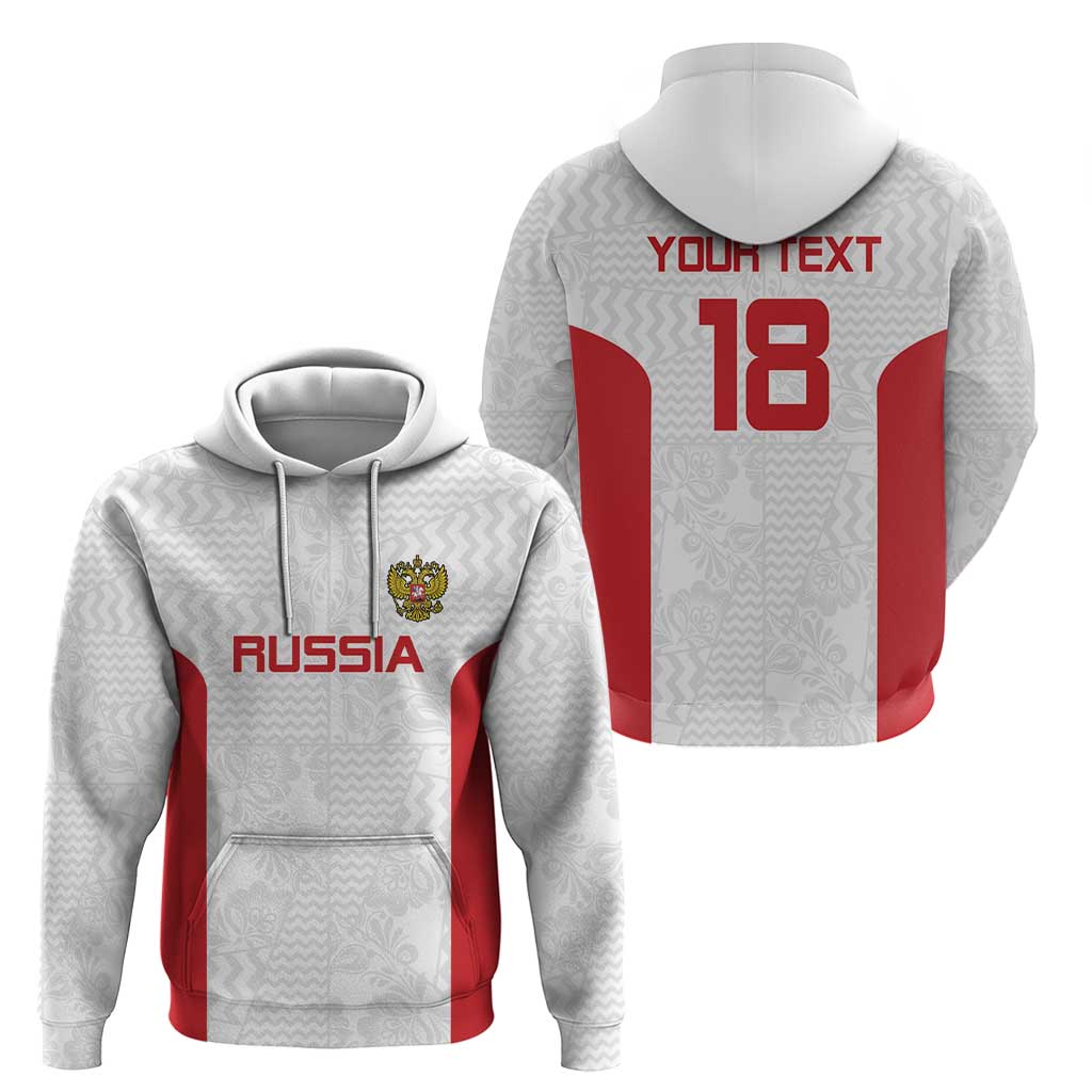Custom Russia Football Hoodie Nashi Parni Khokhloma Style - White - Wonder Print Shop