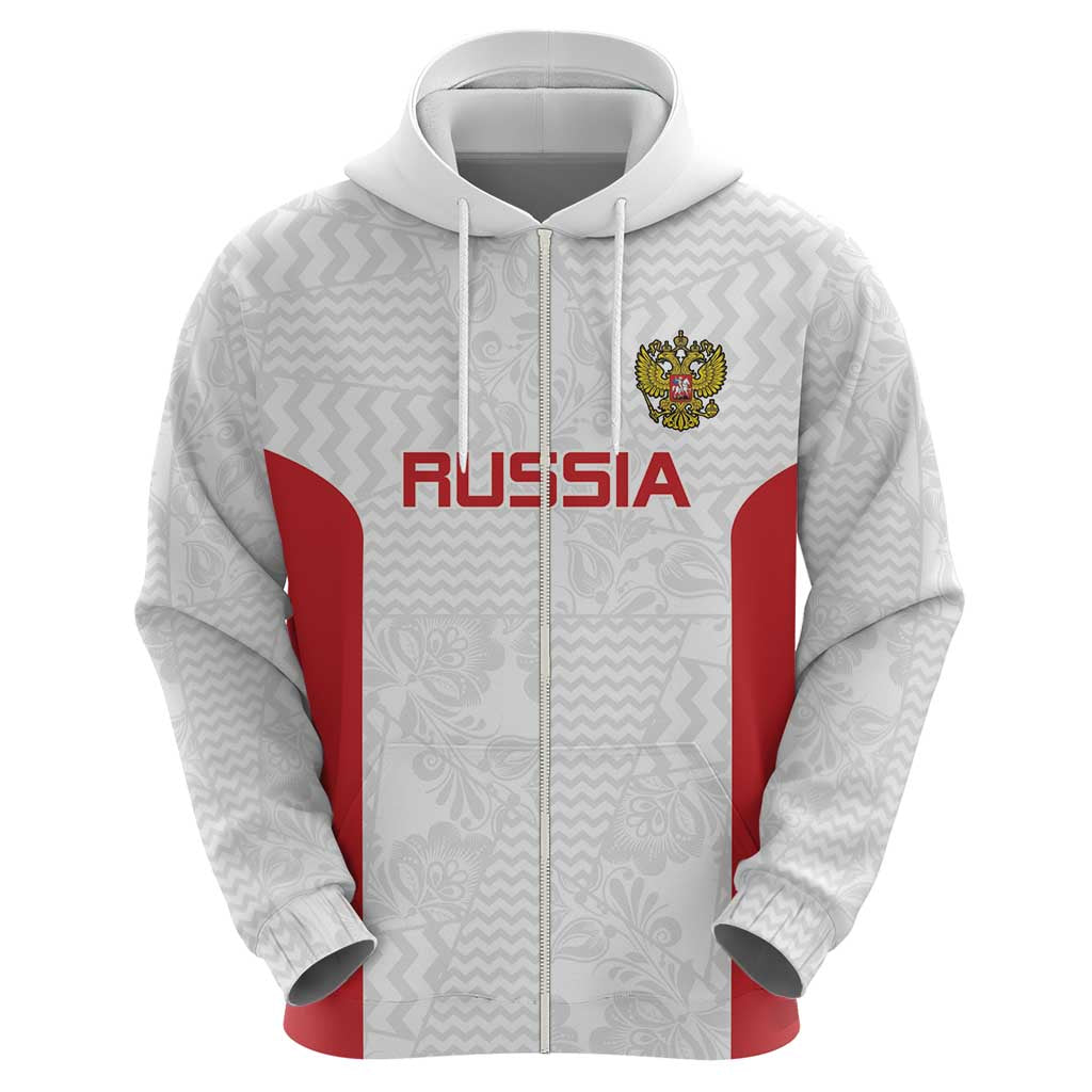 Custom Russia Football Hoodie Nashi Parni Khokhloma Style - White - Wonder Print Shop