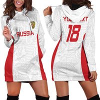 Custom Russia Football Hoodie Dress Nashi Parni Khokhloma Style - White - Wonder Print Shop