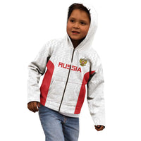 Custom Russia Football Kid Hoodie Nashi Parni Khokhloma Style - White - Wonder Print Shop