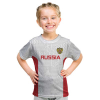 Custom Russia Football Kid T Shirt Nashi Parni Khokhloma Style - White - Wonder Print Shop