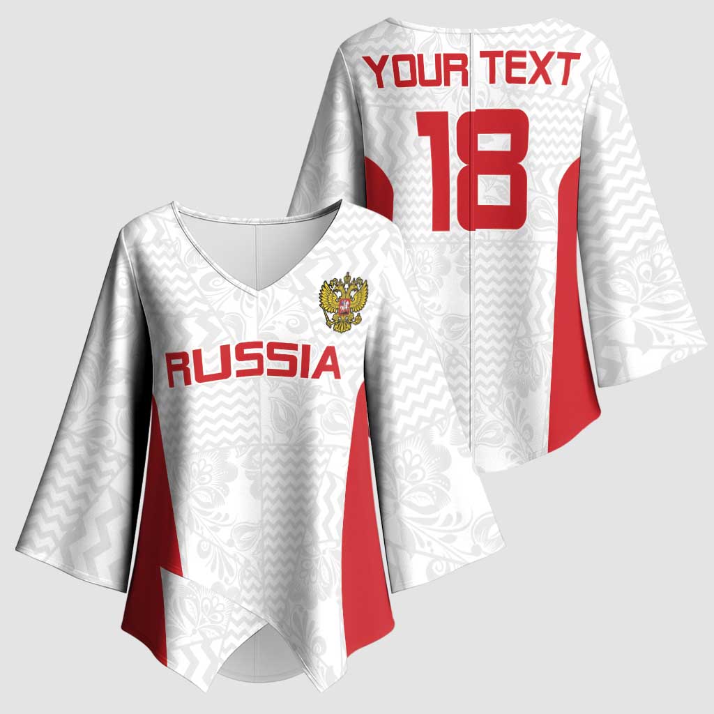 Custom Russia Football Kimono Sleeve Blouse Nashi Parni Khokhloma Style - White - Wonder Print Shop