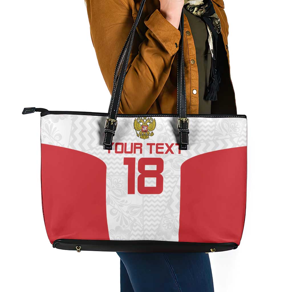 Custom Russia Football Leather Tote Bag Nashi Parni Khokhloma Style - White - Wonder Print Shop