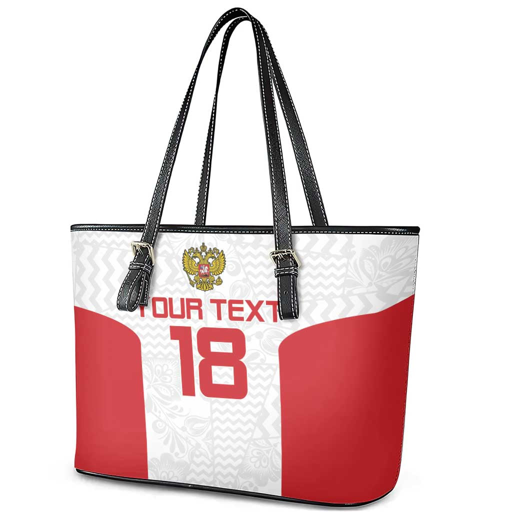 Custom Russia Football Leather Tote Bag Nashi Parni Khokhloma Style - White - Wonder Print Shop