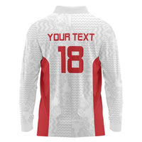 Custom Russia Football Long Sleeve Polo Shirt Nashi Parni Khokhloma Style - White - Wonder Print Shop