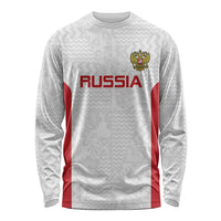 Custom Russia Football Long Sleeve Shirt Nashi Parni Khokhloma Style - White - Wonder Print Shop