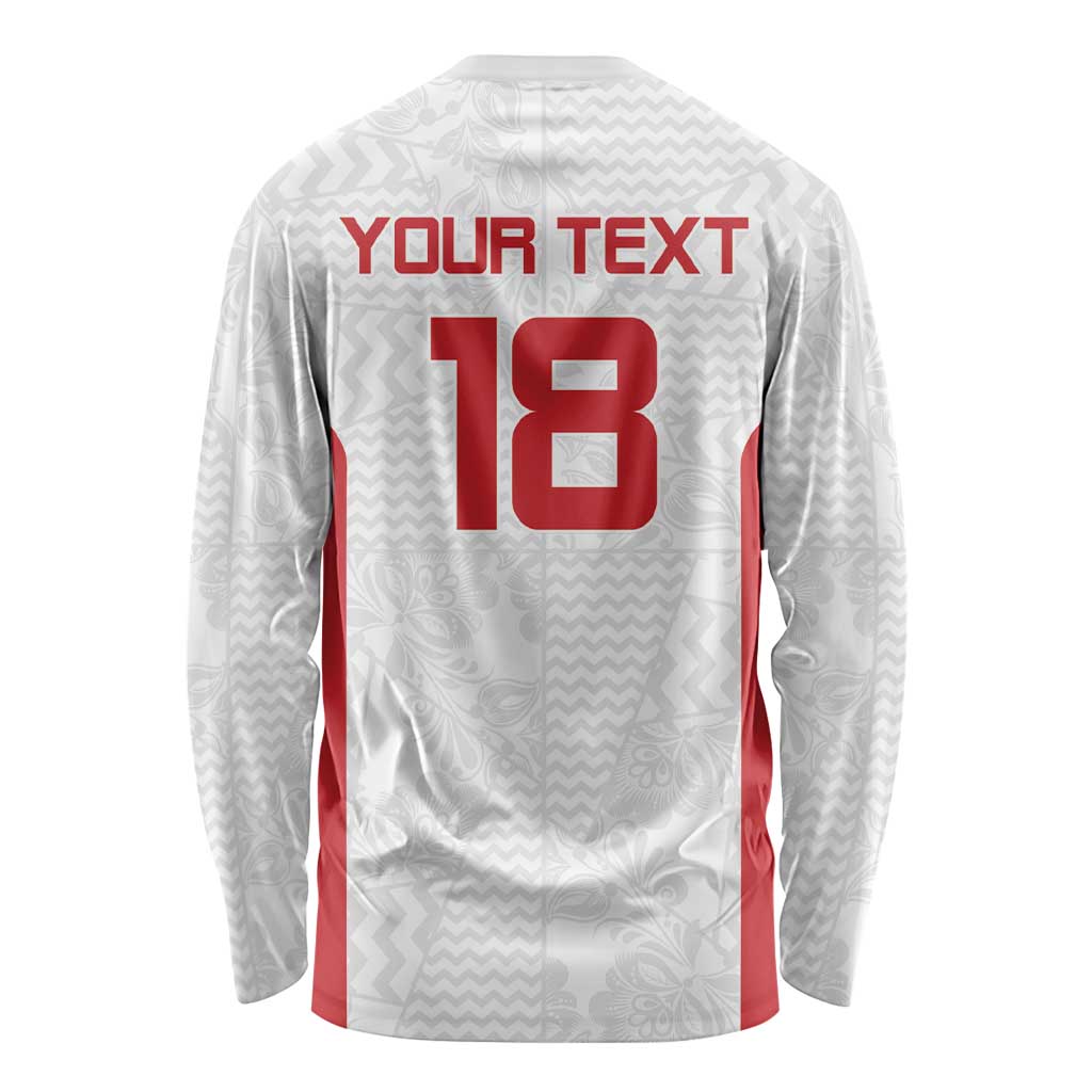 Custom Russia Football Long Sleeve Shirt Nashi Parni Khokhloma Style - White - Wonder Print Shop