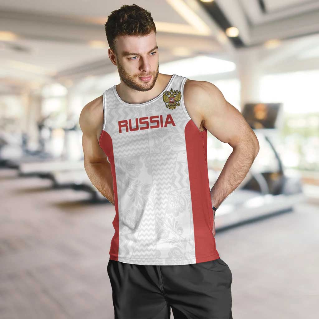 Custom Russia Football Men Tank Top Nashi Parni Khokhloma Style - White - Wonder Print Shop