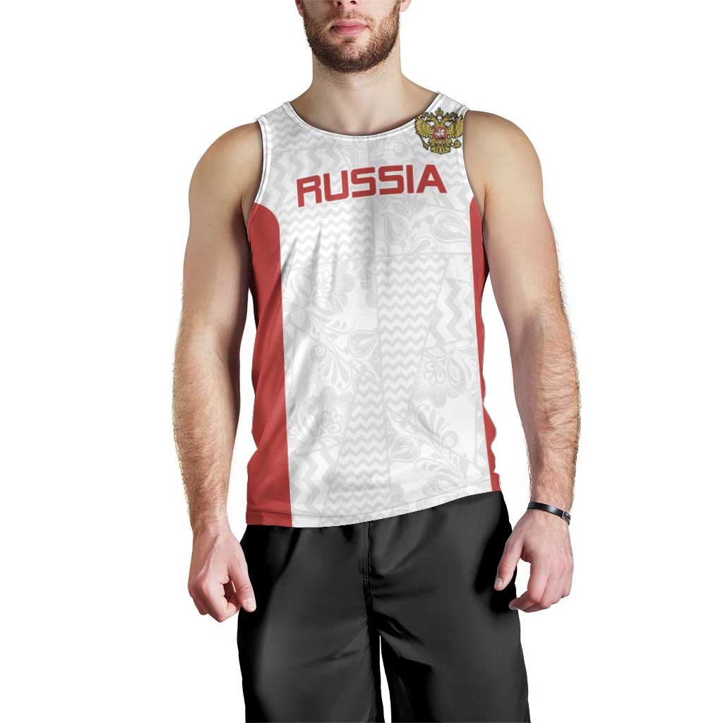 Custom Russia Football Men Tank Top Nashi Parni Khokhloma Style - White - Wonder Print Shop