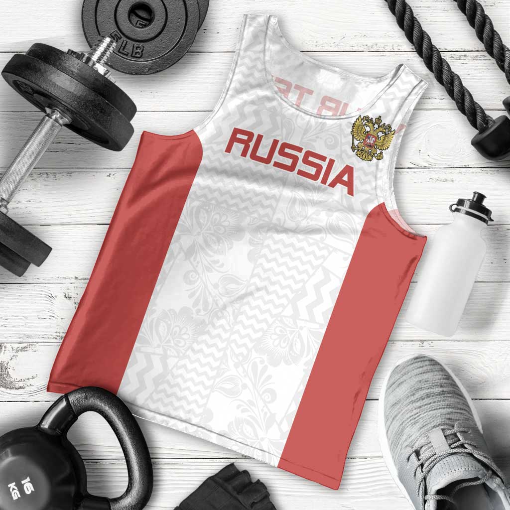 Custom Russia Football Men Tank Top Nashi Parni Khokhloma Style - White - Wonder Print Shop