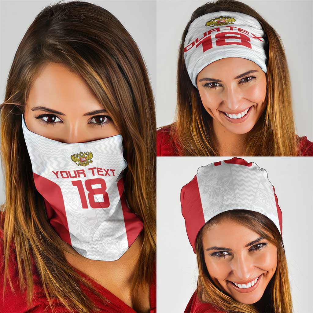 Custom Russia Football Neck Gaiter Nashi Parni Khokhloma Style - White - Wonder Print Shop